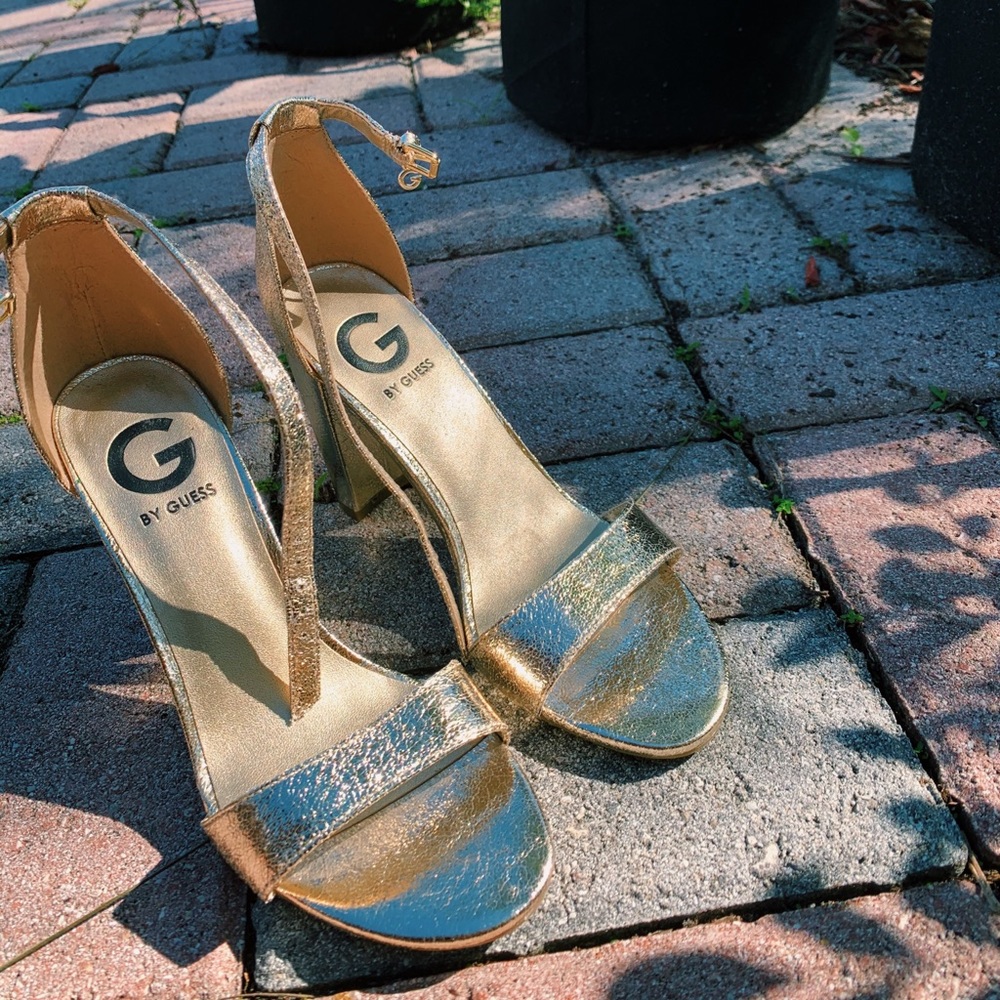 G by Guess Gold Strappy Heels
